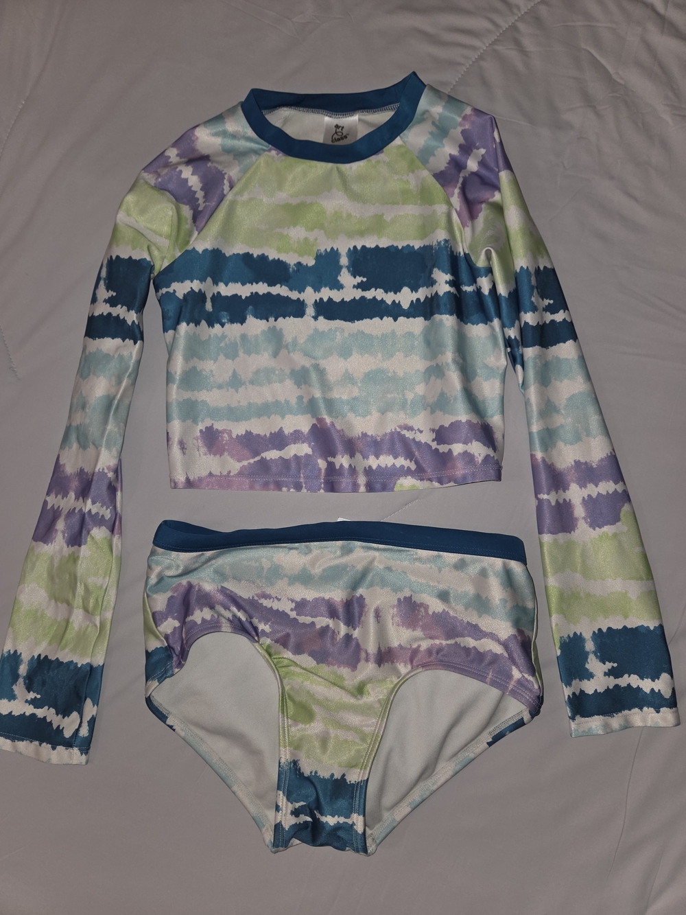 art class White and Teal Girls Swimsuit Top